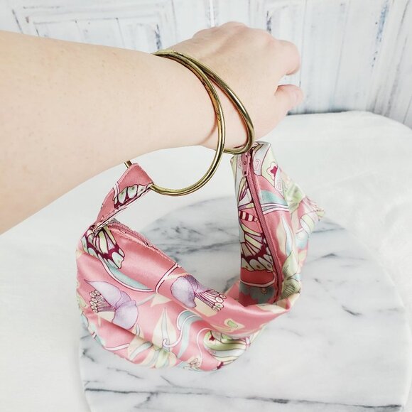 Y2K‎ Vintage Flower & Butterfly Silk Ring Handbag Clutch - Picture 3 of 12